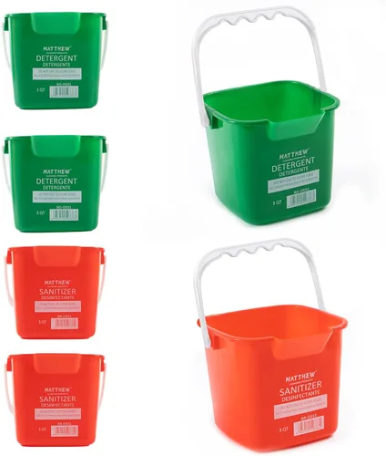 Vista 15 de Matthew - Cubo de limpieza para detergente y desinfectante rojo, verde y azul, cubo de limpieza de 8 cuartos de galón, juego de 3 recipientes