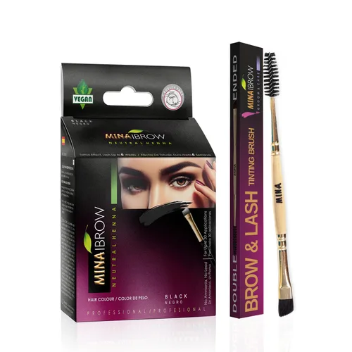 Vista 35 de Polvo para teñir cejas MinaiBrow marrón claro con cepillo biselado doble Tinte instantáneo resistente al agua y a las manchas, 100% convergencia