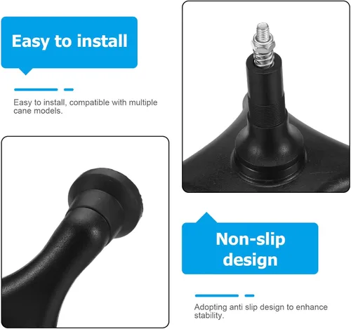 Vista 3 de Generic Reemplazo de punta de bastón cuádruple, almohadillas antideslizantes para pies de muletas de base de cuatro puntos, puntas estables