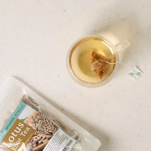 Vista 6 de [GNTea] Té vegano de raíz de loto, 30 bolsitas de té (paquete de 1) 1.6 onzas, bolsita de té triangular (PLA), té lixiviado para asar hecho a mano