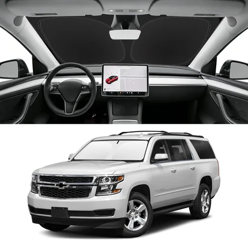 Vista 41 de Parasol plegable para parabrisas de ajuste a la medida, cubierta de ventana frontal que bloquea el sol y protege el automóvil de los rayos del sol