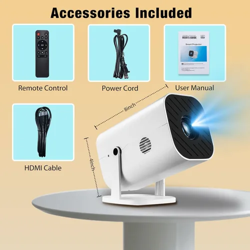 Vista 9 de Proyector con Wifi y Bluetooth, Mini Proyector de Habitación, Aplicación Integrada y Altavoces, Proyector Nativo 1080P, Compatible con 4K, Soporta