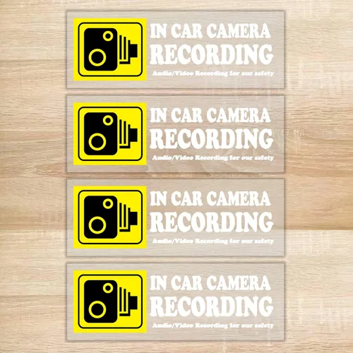 4 calcomanías de grabación de audio y video para ventana de automóvil, calcomanías de grabación de cámara de automóvil para viajes compartidos,