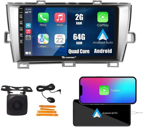 Vista 10 de Kunfine Coche CarPlay Android Navegación Automática Estéreo GPS Radio Cámara Pantalla 9 "IPS Pantalla Táctil Headunit Tablet Pad Media Player