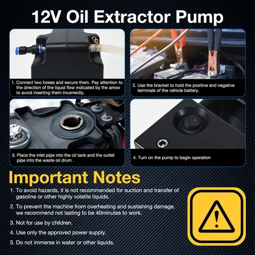 Vista 5 de Bomba de transferencia de aceite Bomba extractora de aceite de 12 V para cambio de aceite del motor, bomba de transferencia de fluido autocebante