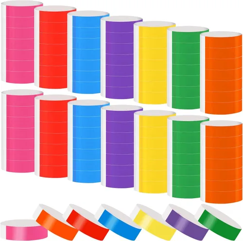 Vista 8 de 1400 pulseras de papel de neón, pulsera desechable impermeable, pulseras adhesivas de colores para eventos y fiestas