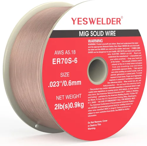 YESWELDER Alambre de soldadura ER70S-6 Alambre sólido MIG de acero al carbono carrete de 0.023 pulgadas 2LB