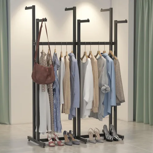 Vista 12 de Percheros Dorados para Ropa, Perchero de Metal con 4 Brazos Rectos, Perchero de Pie para Colgar Ropa Resistente, 46" a 63" de Altura Ajustable