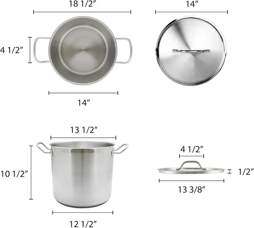 Vista 2 de Olla de acero inoxidable Thundergroup con tapa SLSPS024 Certificado NSF