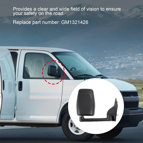 Vista 6 de JDMSPEED Espejo retrovisor lateral derecho compatible con Chevy Express GMC Savana 1500/2500/3500 2003-2019 con ajuste manual, espejo exterior
