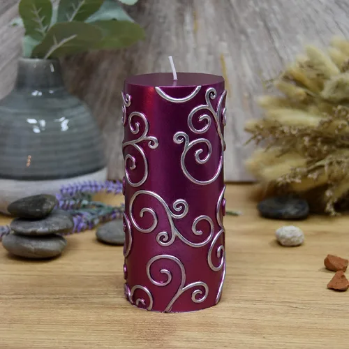 Vista 2 de Vela de pilar de desplazamiento púrpura de 6 pulgadas