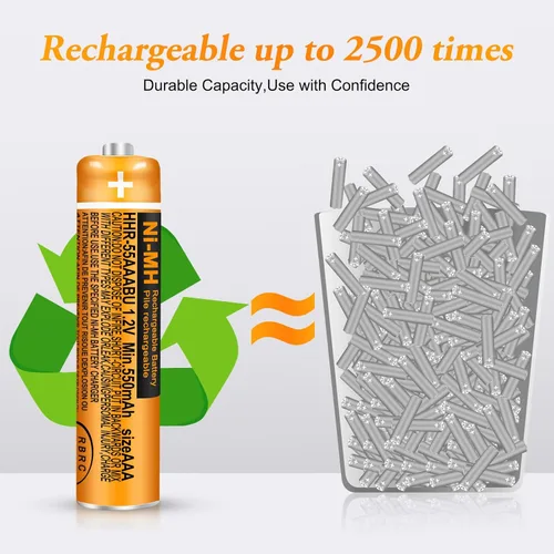 Vista 6 de NI-MH AAA Batería recargable 1.2V 550mah Paquete de 10 baterías AAA recargables para teléfonos inalámbricos Panasonic