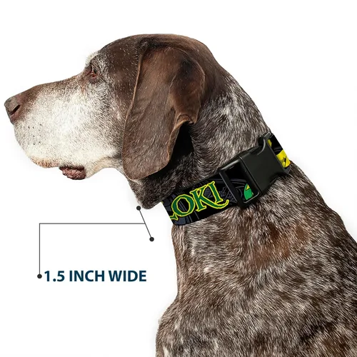 Vista 7 de Collar de perro Clip de plástico Loki en acción Negro Gris Amarillo Verde 9 a 15 pulgadas 1.0 pulgadas de ancho