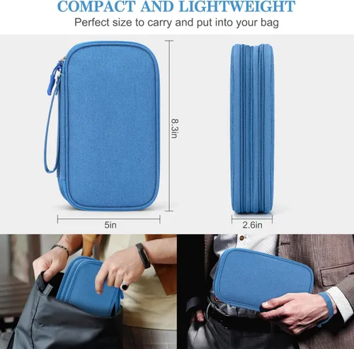 Vista 268 de FYY Organizador para accesorios electrónicos, para viajes, para cables, celular y cargadores, estuche portátil, impermeable, doble capa, bolsa