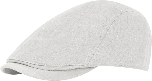 Gorra plana para hombre Newsboy Gorras de lino para hombre, sombrero de golf, hiedra irlandesa, Gatsby Cabbie Driving Gris claro