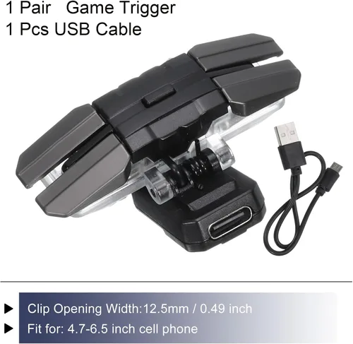 Vista 3 de MECCANIXITY Gaming Trigger Mobile Game Controller 1 Pair Six-Finger Linkage Fire Key Burst Shooter Type-C for 4.7-6.5 Inch Cell Phone with 18.5cm