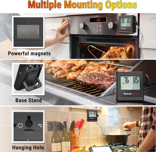 Vista 6 de TempPro TP16H - Termómetro digital LCD grande para carne, para cocinar, ahumar, asar a la parrilla, termómetro de alimentos con temporizador