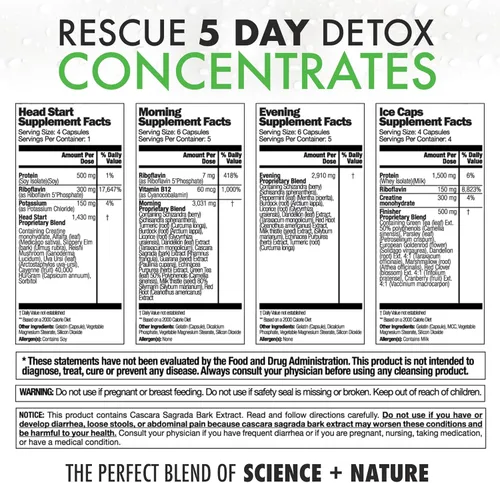 Vista 2 de Rescue Detox Concentrados de desintoxicación de 5 días +Plus Elimina permanentemente todas las toxinas