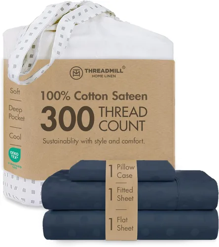 Vista 56 de Threadmill Juego de sábanas de algodón Twin Sábanas 100% algodón para cama tamaño Twin Juego de sábanas de satén jacquard damasco con bolsillo