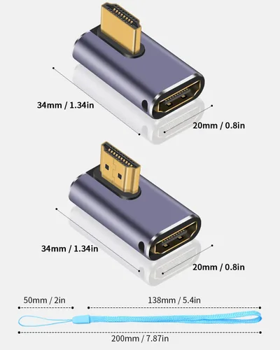 Vista 4 de Duttek Paquete de 4 Adaptadores HDMI 2.1 en Ángulo Recto, Adaptador HDMI de 90 Grados [48Gbps, 8K@60Hz] Ángulo Hacia Arriba y Hacia Abajo, Ángulo