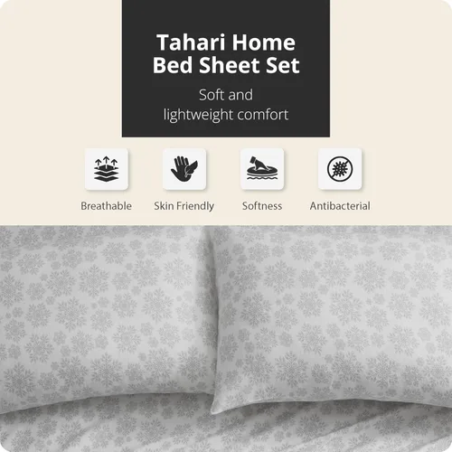 Vista 3 de Tahari Home - Sábanas matrimoniales, ropa de cama de franela de algodón de 4 piezas con fundas de almohada a juego, cepilladas para mayor suavidad