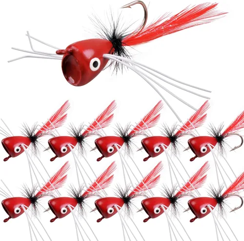 Vista 11 de Kit de señuelos para pesca con mosca, moscas para pesca con mosca seca, moscas de pesca con mosca superior, panfish Bluegill Popper Bait Bug