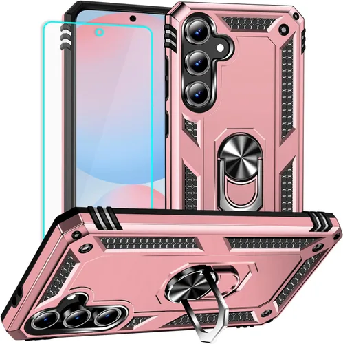 Vista 10 de Funda para Samsung Galaxy S24 FE: con protector de pantalla, fundas protectoras de grado militar con soporte de anillo de dedo para Samsung S24 FE