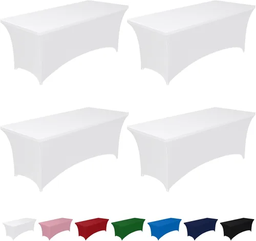 Vista 25 de Pureegg - Juego de 2 manteles de elastano ajustables de 1,2 m para mesas rectangulares, mantel elástico y sin arrugas para mesa de masajes, fiestas