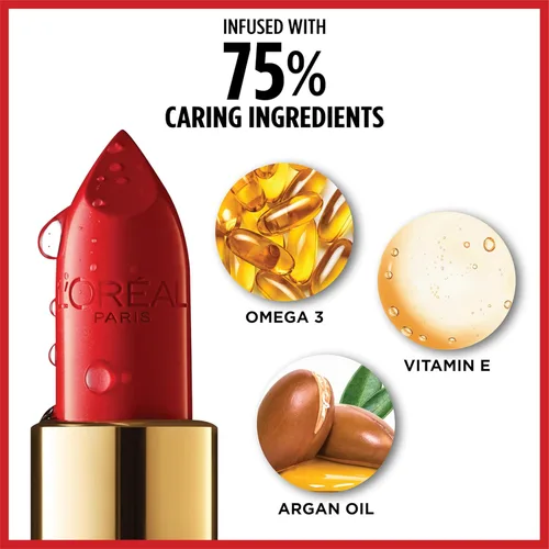 Vista 3 de L'Oreal Paris - Lápiz labial Colour Riche Original, cremoso e hidratante, satinado con aceite de argán y vitamina E, Ginger Spice, 1 unidad