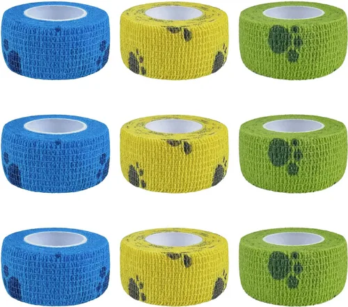 Vista 14 de Vendaje autoadhesivo, 9 unidades de 2 pulgadas x 5 yardas, cinta adhesiva no tejida, envoltura para mascotas para perros, caballos, mascotas