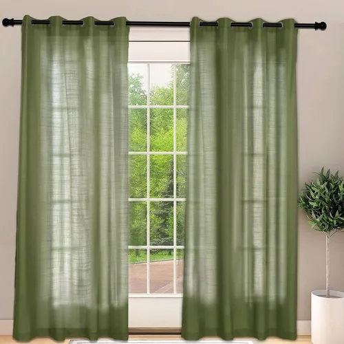 Vista 11 de Frelement Cortinas opacas extralargas de 108 pulgadas de largo, para sala de estar, cortinas de lino con bloqueo de luz, cortinas con aislamiento
