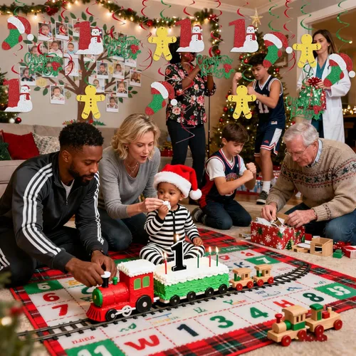 Vista 5 de 16 piezas de decoración de techo de cumpleaños de Navidad – 1er cumpleaños de Navidad – Remolinos colgantes de Navidad