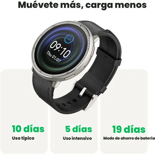 Vista 3 de Amazfit Active 2 - Reloj inteligente de alta calidad (redondo) para Android y iPhone, batería de 10 días, resistente al agua, mapas GPS, monitor