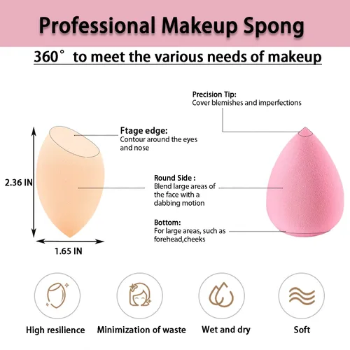 Vista 6 de Juego de brochas de maquillaje y esponjas de maquillaje profesional, juego de brochas de base de maquillaje de doble extremo, brocha de maquillaje