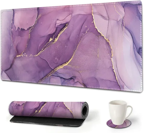 Vista 15 de AIMSA Alfombrilla de mouse grande para juegos extendida con borde cosido, alfombrilla de mouse para teclado y mouse con base de goma antideslizante