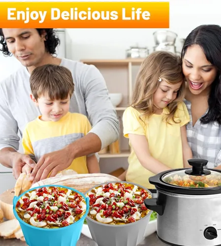 Vista 8 de 2 forros de olla de cocción lenta, accesorios reutilizables de silicona para olla de cocción lenta, apto para olla de cocción lenta redonda u