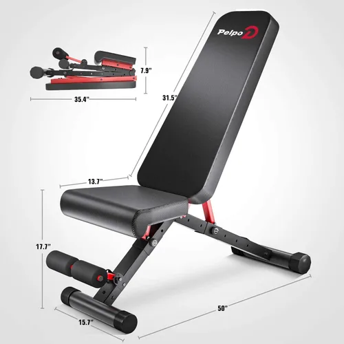 Vista 4 de Pelpo Adjustable Weight Bench, Folding Weight Lifting Bench, Workout Bench for Home, InclineDecline Bench for Full Body Workout