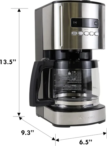 Vista 7 de Kenmore Aroma Control - Cafetera programable de 12 tazas, máquina de café de goteo de acero inoxidable y negro, jarra de vidrio, filtro