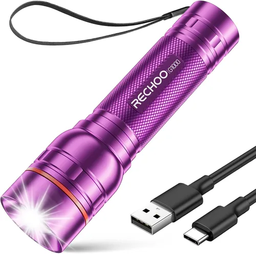 Vista 20 de Linternas recargables de alto lúmenes, luz de flash súper brillante G1000, pequeña linterna LED con zoom con 3 modos de iluminación, linterna Verde