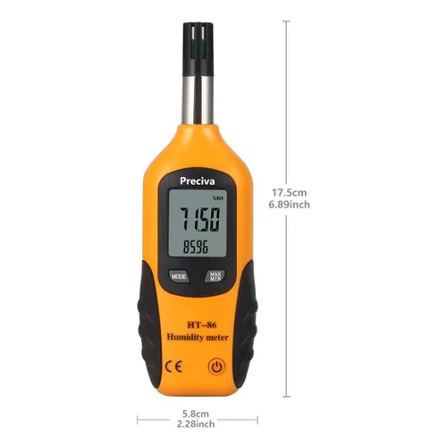 Vista 3 de Preciva Termohigrómetro digital psicómetro, mini medidor LCD de temperatura y humedad con punto de rocío y temperatura de bombilla húmeda