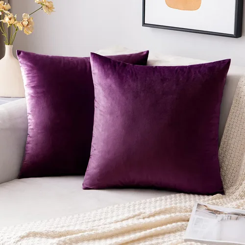 Vista 34 de EMEMA - Paquete de 2 fundas de almohada de terciopelo decorativas, fundas de cojín cuadradas suaves y sólidas para sofá, dormitorio, silla, Verde