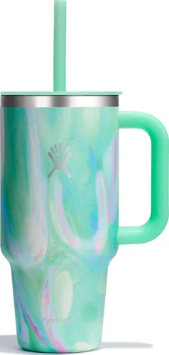Vista 93 de Hydro Flask Vaso de Viaje con Asa, Tapa y Pajita - Acero Inoxidable Aislado en 24 Oz Aloe