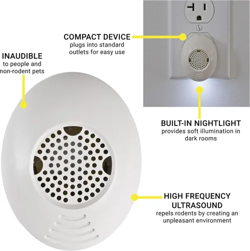 Vista 4 de Victor Mini M753SN ultrasónico con luz nocturna, paquete de 3, color blanco