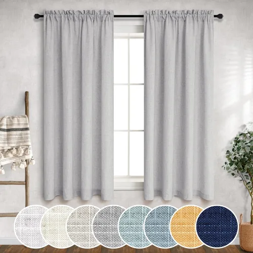 Vista 30 de Mrs.Naturall Cortinas azul marino de 90 pulgadas de largo para sala de estar, juego de 2 paneles con bolsillo para barra, cortinas reductoras