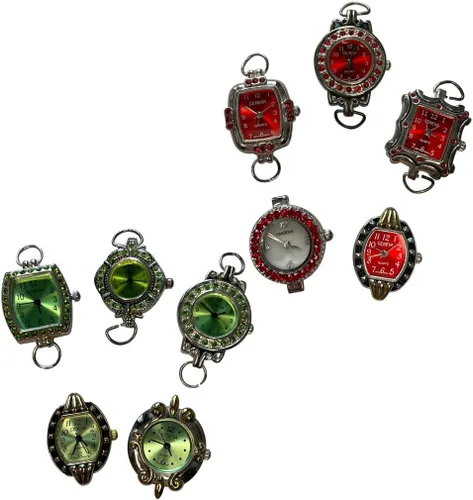 Vista 2 de NIMI Juego de 10 piezas de esfera de reloj de Navidad y rojo para abalorios y fabricación de joyas (paquete de 2)