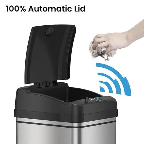 Vista 2 de iTouchless Bote de basura automático con 20 bolsas prémium incluidas, sistema de control de olores y sensor de apertura de tapa grande; basurero