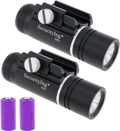 Vista 10 de SecurityIng Luz táctica compacta montada en riel de 320LM, mini linterna LED para Picatinny y Mlok, linterna de mano de alto lúmenes para caza