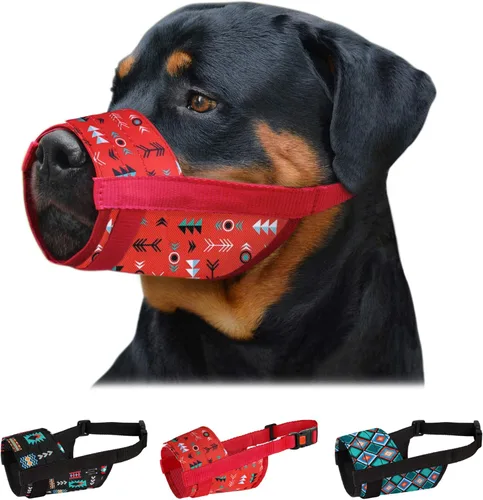 Vista 12 de CollarDirect Bozal para perro, diseño actualizado, ajustable, suave, transpirable, de nailon tribal, protector bucal para perros pequeños, medianos