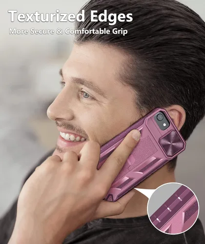 Vista 7 de SOiOS Funda para iPhone SE 2022: iPhone SE 2020 / 2nd / 3rd / 8/7 / 6s / 6 Funda con soporte – Funda resistente de protección contra caídas de grado