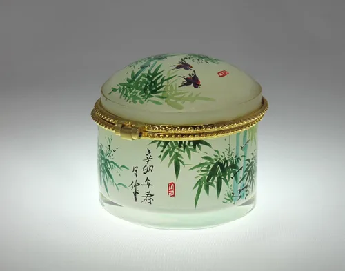 Vista 3 de Bosque de bambú Art Glass Jewelry Box jb-002